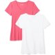 Bright Pink/White Women's Fashion Short Sleeve Top Sexy